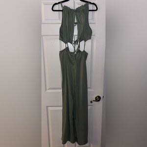 Trendy Green Cut-Out Jumpsuit